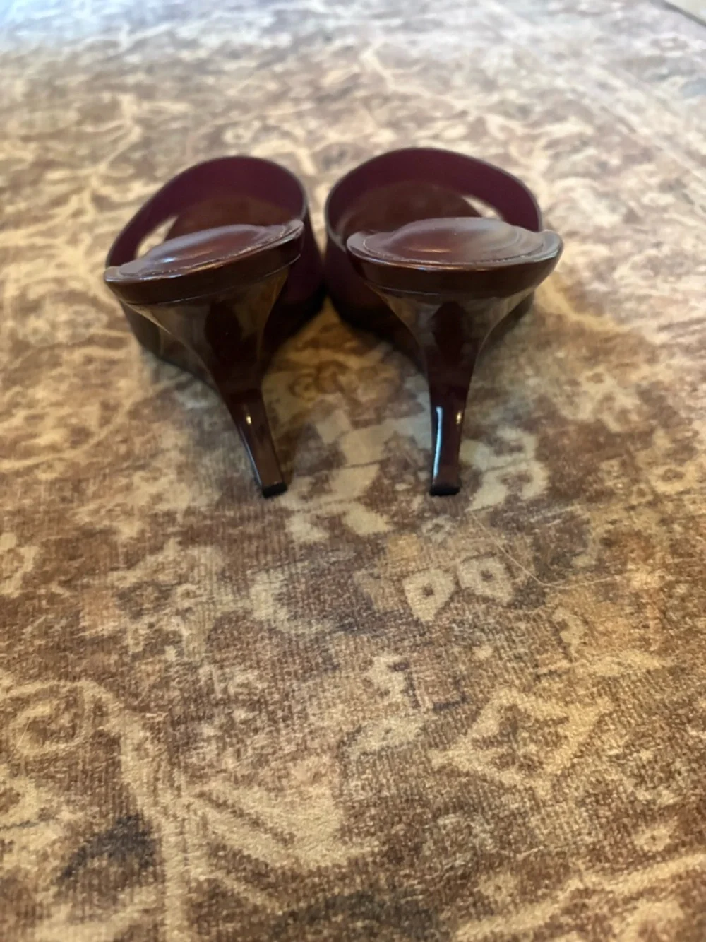 Zara Women's Burgundy Square-Toe Mule Heel sandal 36/6 - Picture 5 of 6